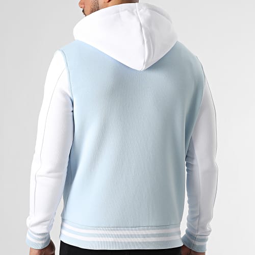 Veste Teddy A Capuche 2396 Bleu Ciel Blanc