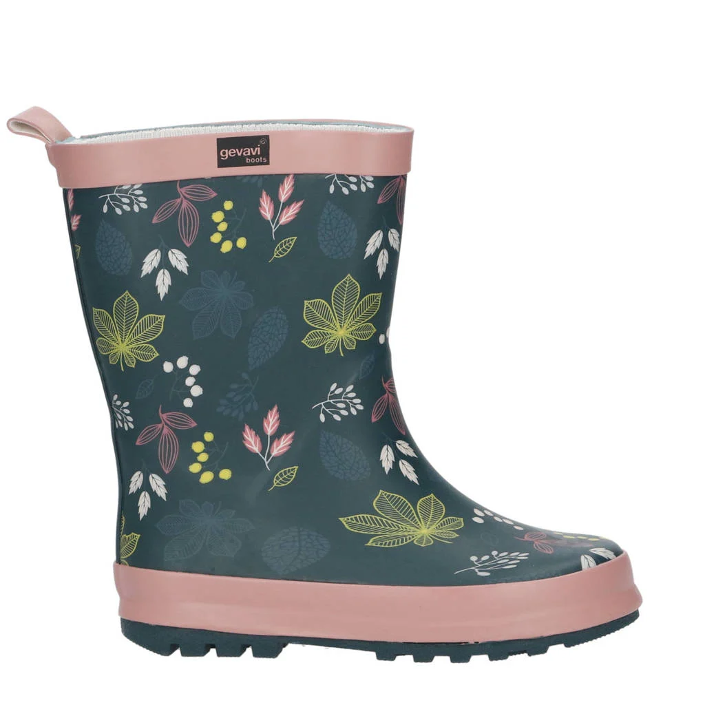 Gevavi Fleurregenlaarzen donkerblauw/roze