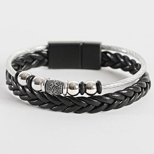 Bracelet Noir Argenté