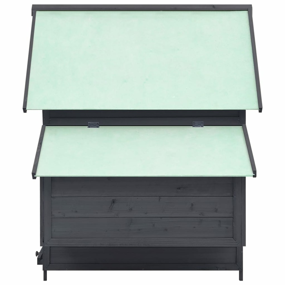 Poulailler 152 x 96 x 110 cm bois de sapin massif gris et blanc