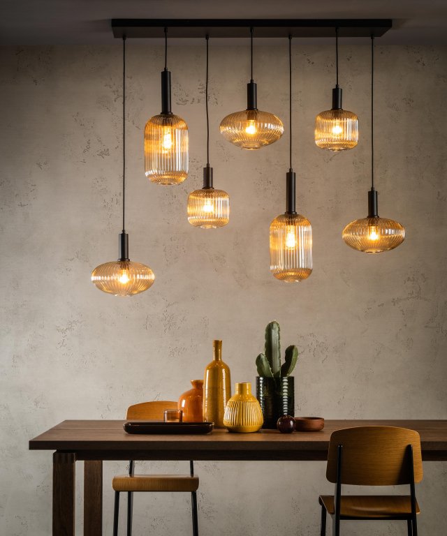 Lucide Maloto 7 cluster hanglamp amber