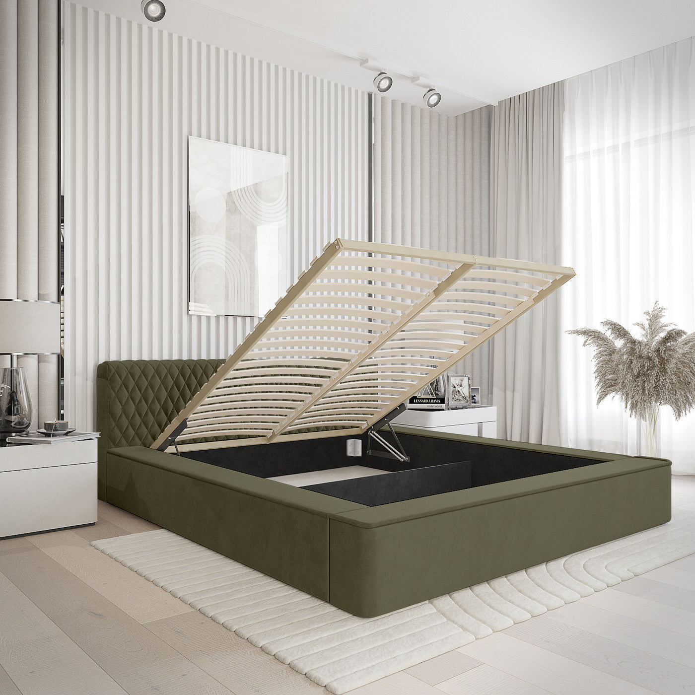 Trae Mobler Azurro 160 x 200 cm Gestoffeerd Bed Bosgroen