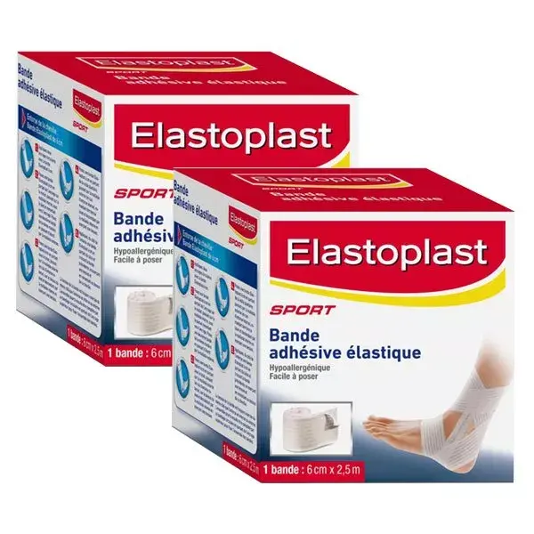 Fita adesiva elástica Elastoplast Sport, pacote com 2 tiras, 6 cm x 2,5 m