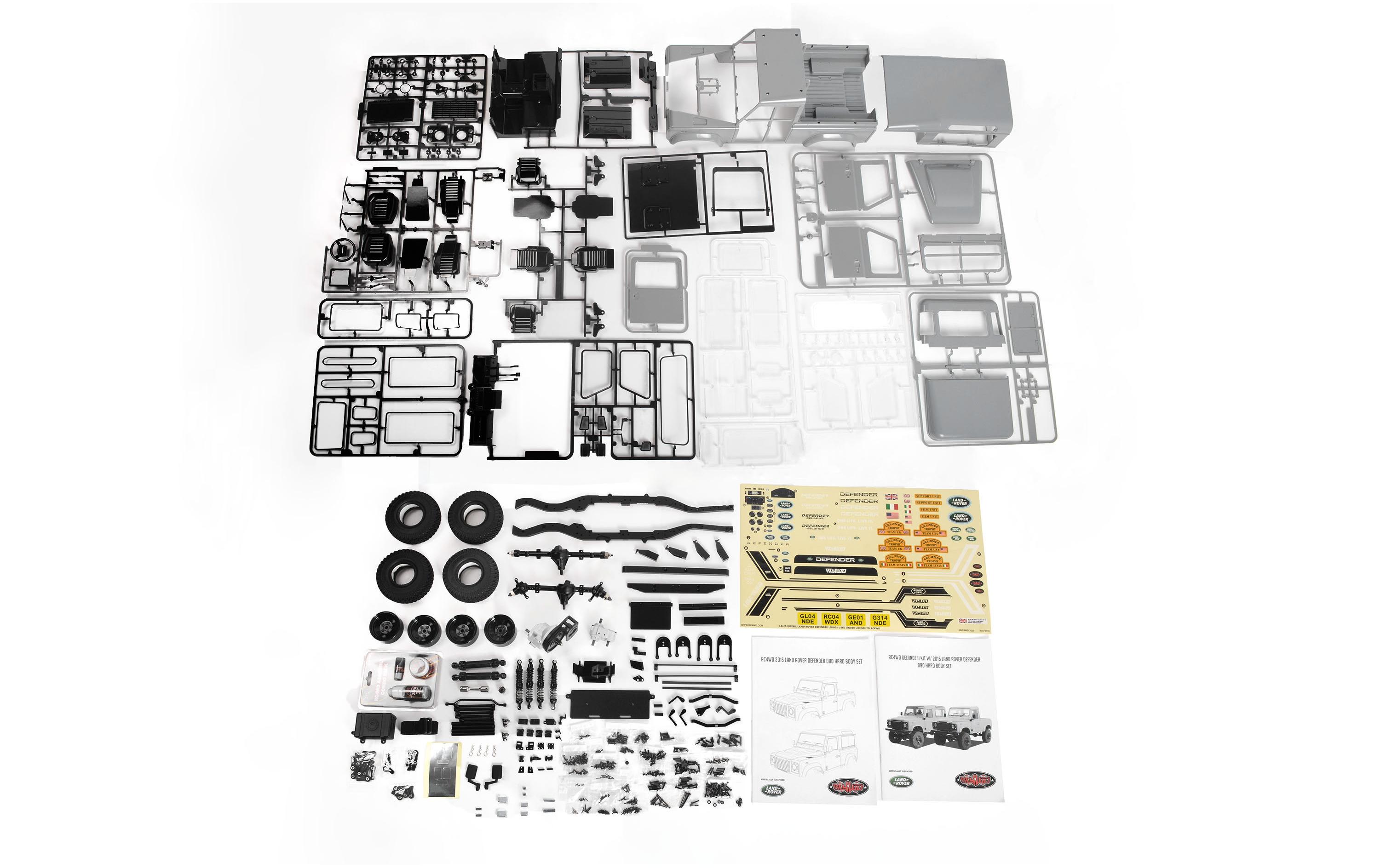 Scale Crawler Gelände II Land Rover Defender D90 Kit, 1:10<br>RC4WD Land Rover Defender D90 Scale Crawler Bausatz im Massstab 1:10