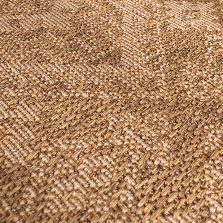Rond jute buitenkleed - Mavi Medaillon Bruin/Creme