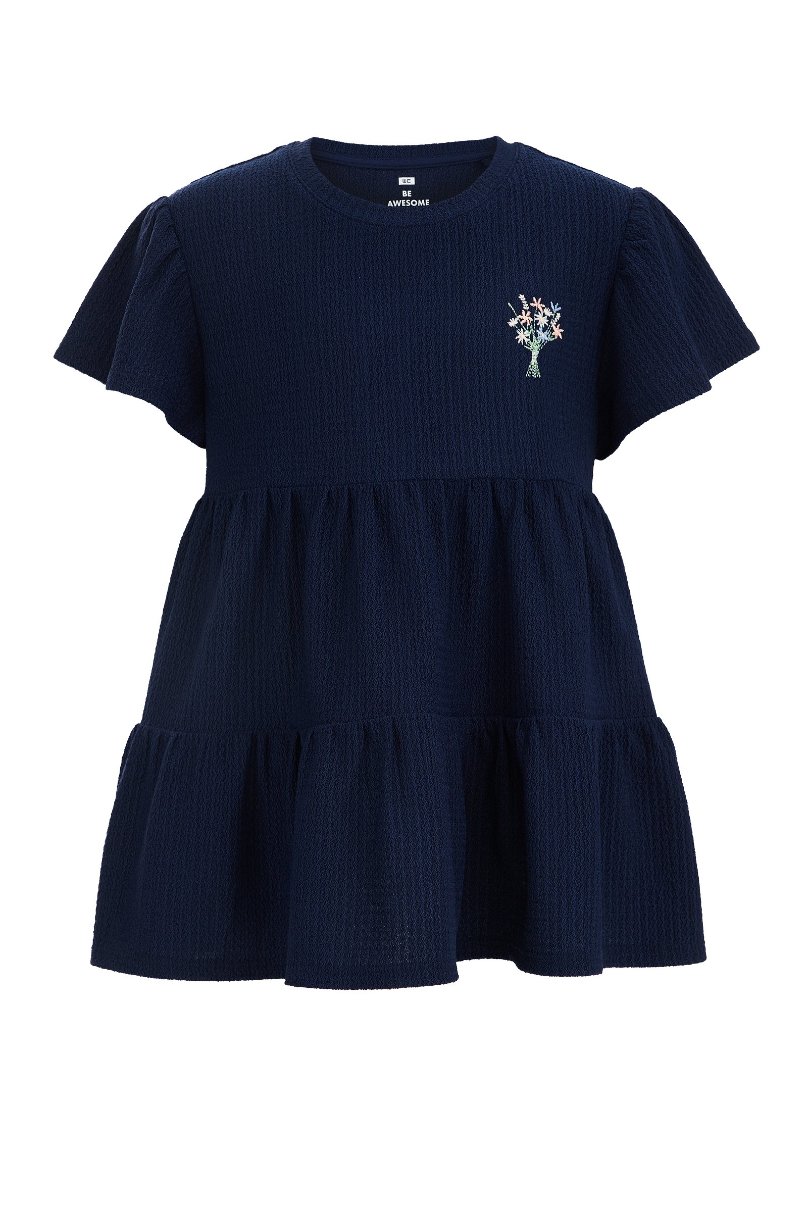 Meisjes T-shirt met structuur WE Fashion Marineblauw