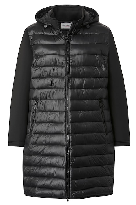 Steppjacke, Straight Fit, Strickärmel, Kapuze, Zipper, Langarm