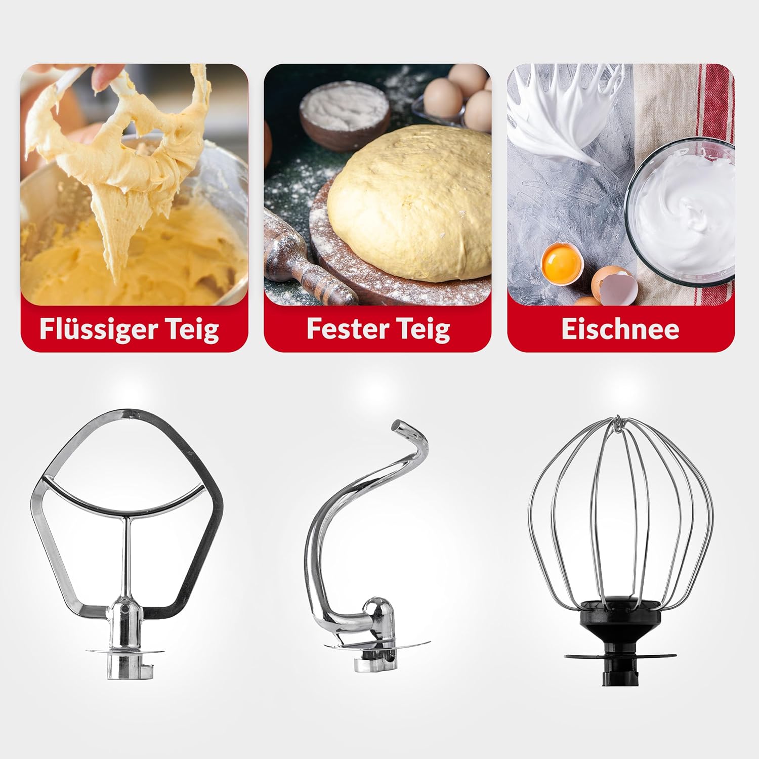 LEHMANN 3 in 1 Multifunktions Küchenmaschine mit Fleischwolf und 1.5L Standmixer, Knetmaschine mit 5L Edelstahlschüssel, 6 Geschwindigkeiten und Pulse, Rührmaschine mit großem Zubehör-Set
