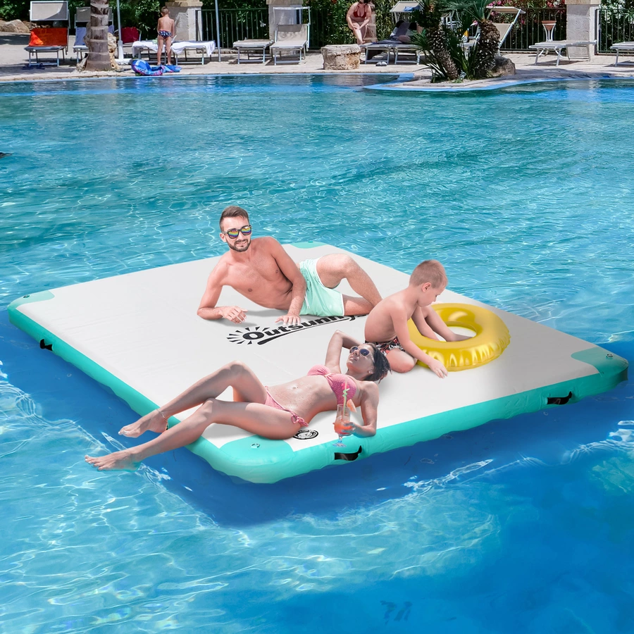 Outsunny Badeinsel mit Aufblasfunktion weiß