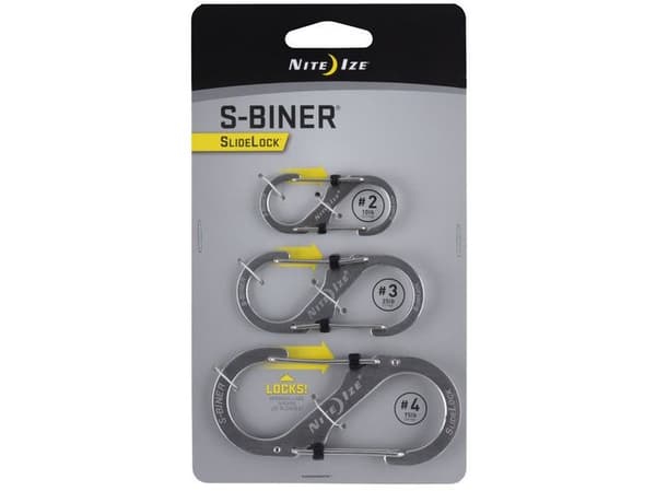 Nite Ize Nite S-Biner SlideLock karabinkrok, rustfritt stål, 3 stk.