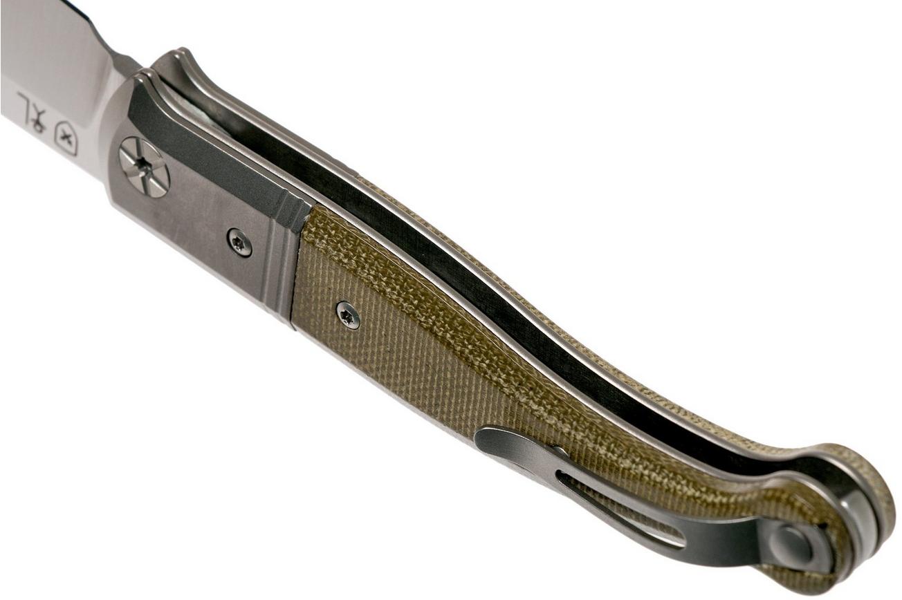 LionSteel Gitano Green Canvas Micarta GT01 CVG zakmes, Gudy van Poppel design