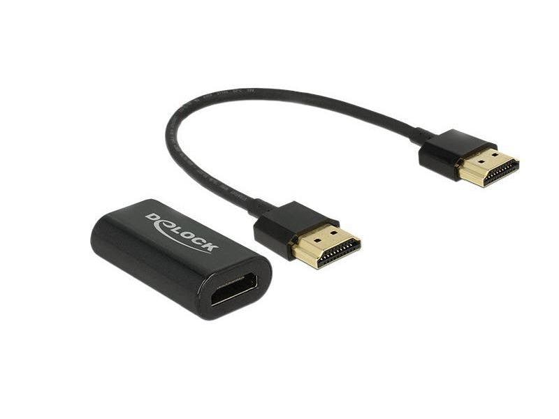 Delock Adapterkabel HDMI, VGA Metalgehäuse, Schwarz Zum Anschluss eines VGA-Monitors über HDMI