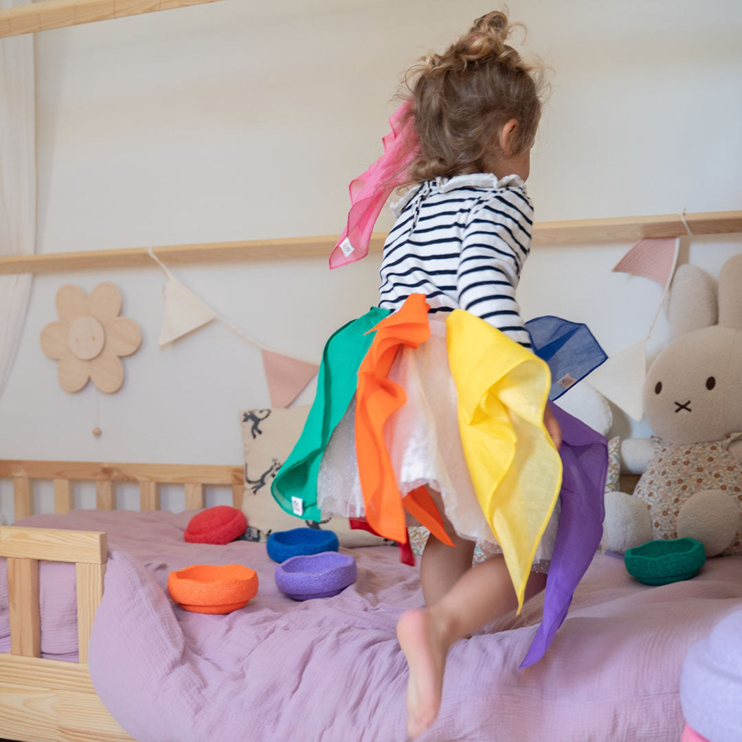 pit and play speeldoek regenboog - geel - 75x75 cm