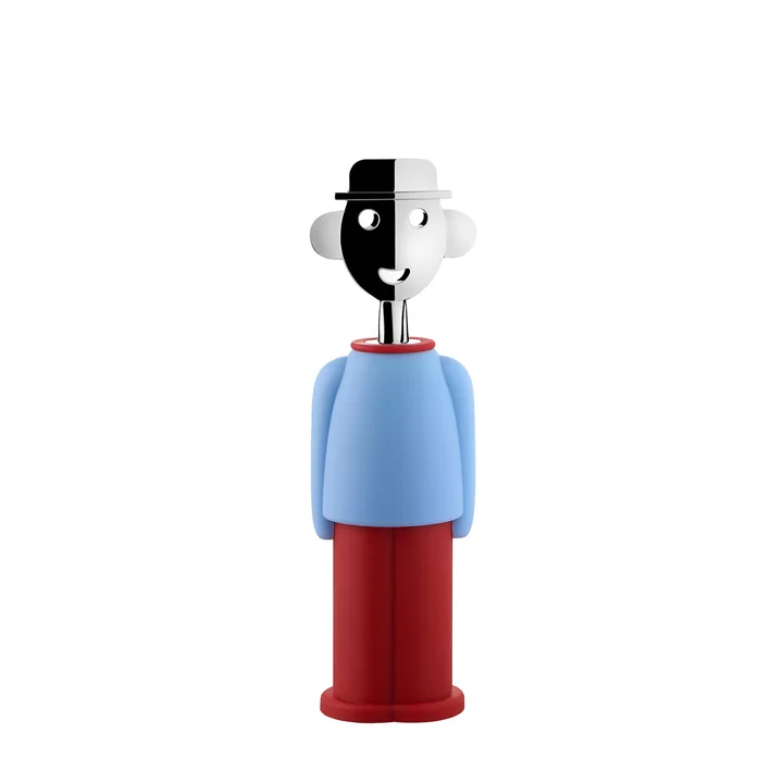 A di Alessi - Korkenzieher Alessandro M., hellblau / rot