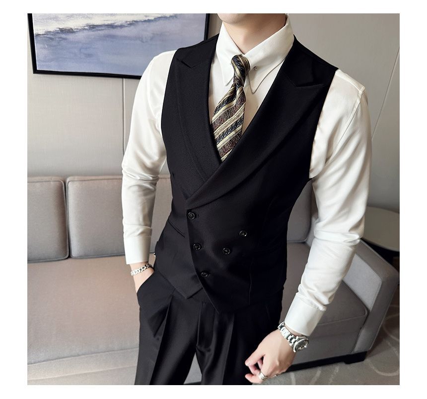Deepwood - Dubbelrijs vest met piekrevers