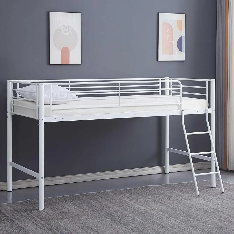 Halfhoogslaper Julie 90x200cm - metaal - mat wit