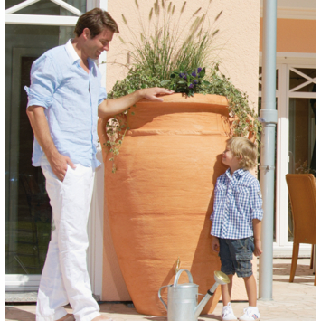 Regenton Amfoor antiek terracotta 360L   kraantje en vulautomaat