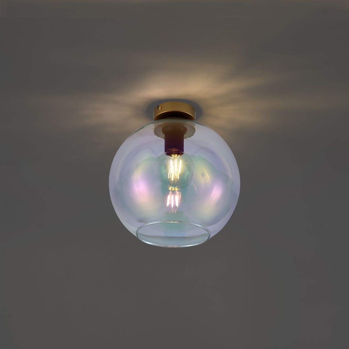 Art Deco plafondlamp goud met regenboog glas - Sandra