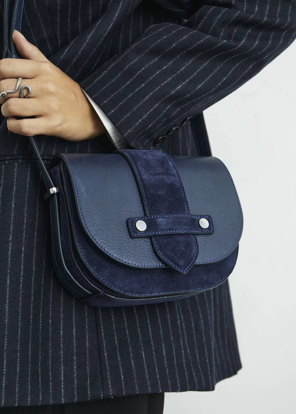 BESACE FEODORA BI MATIERE BLEU