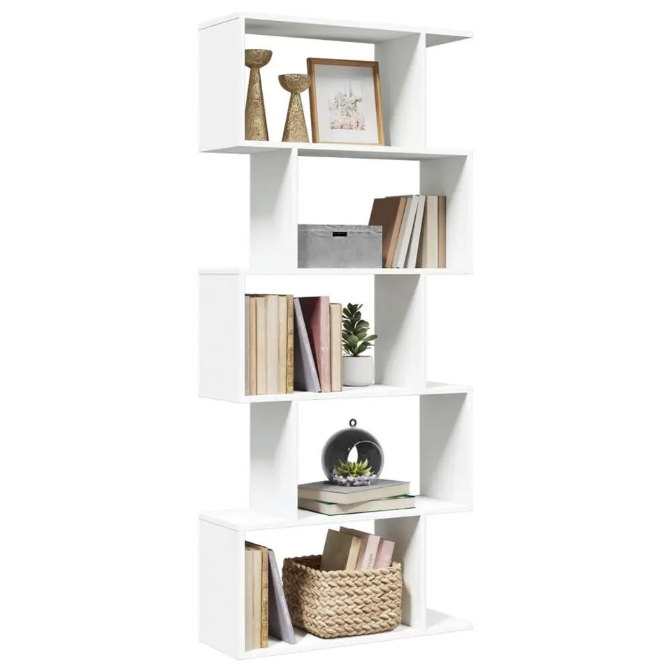 vidaXL - 5-laags Boekenkast voor woonkamers - Wit - Hout - 70x24x161 cm