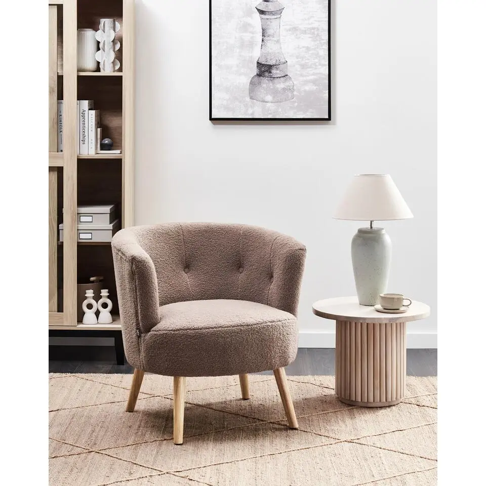 ODENZEN - Fauteuil - Bruin - Bouclé