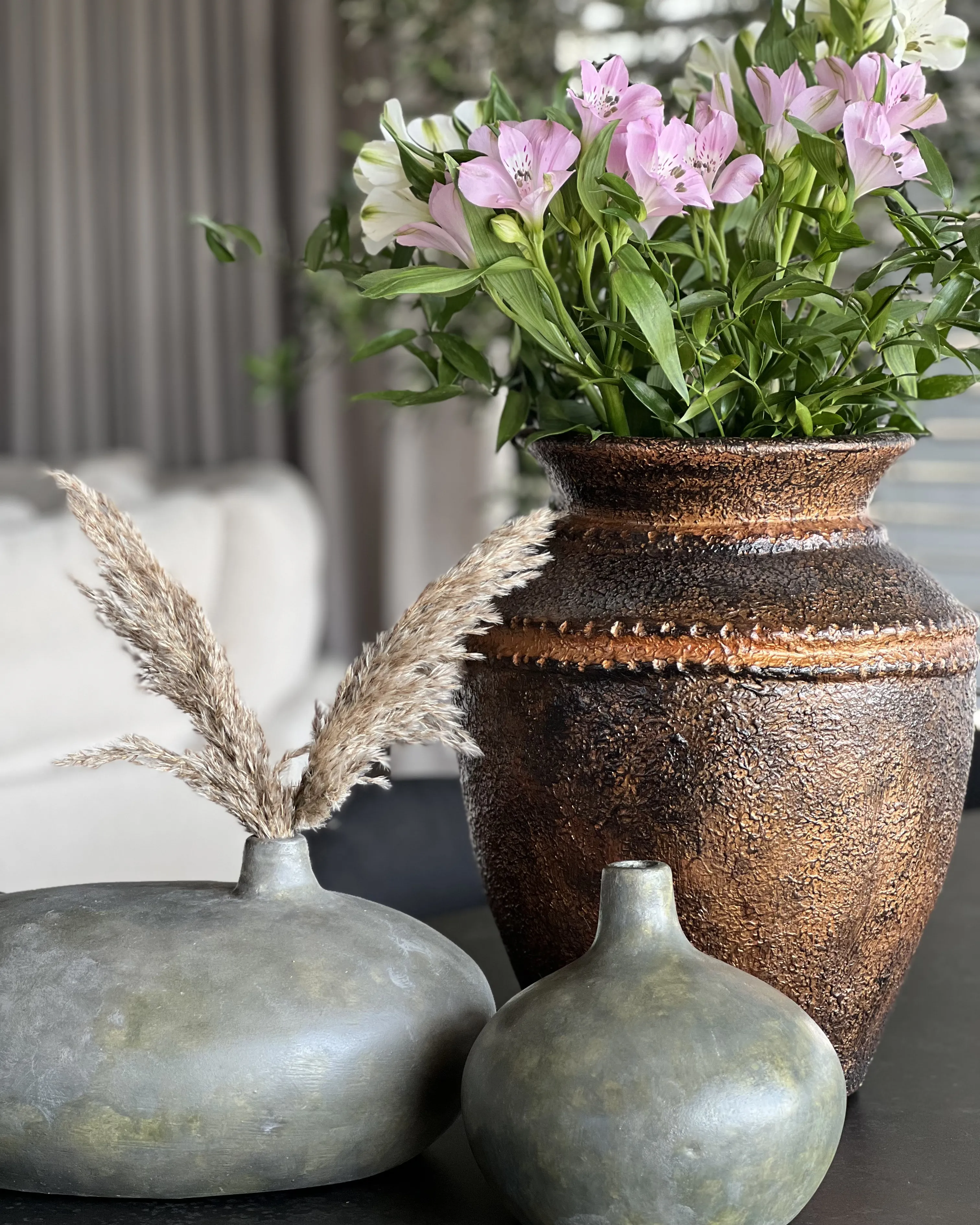 Decoratieve vaas RAWANG Keramiek 15 cm Grijs