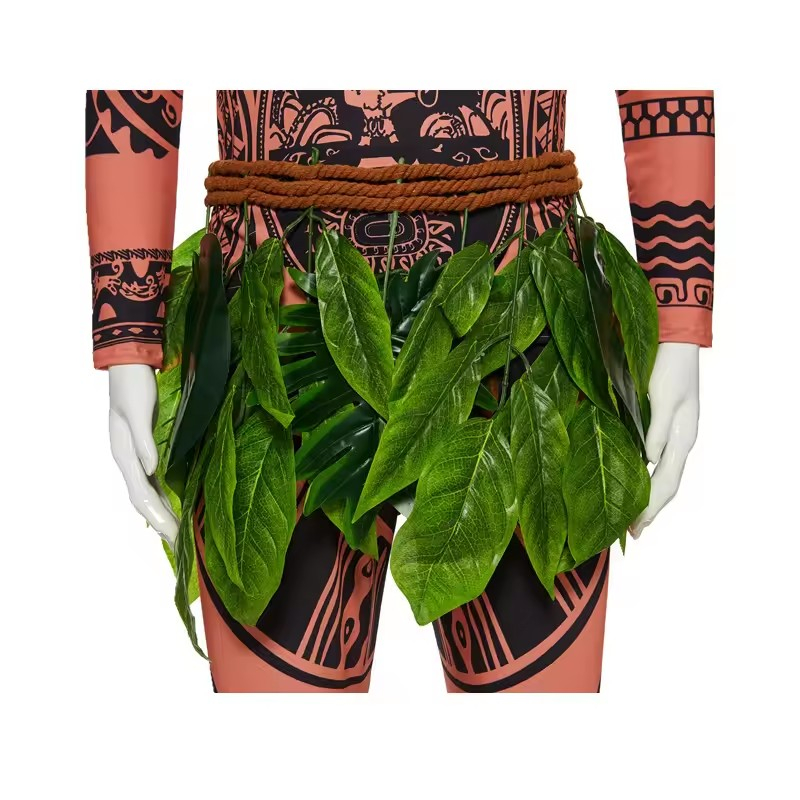 (185cm) Fasnachts Erwachsenen Kostüm Maui Maori Hawaiianer Verkleidung für Motto Partys / Halloween inkl. Blätterrock - Braun / Schwarz