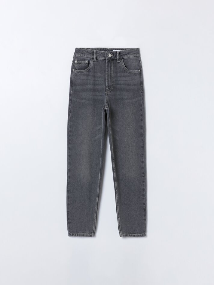 Calça jeans estilo Mom Fit - Cinza Azulado