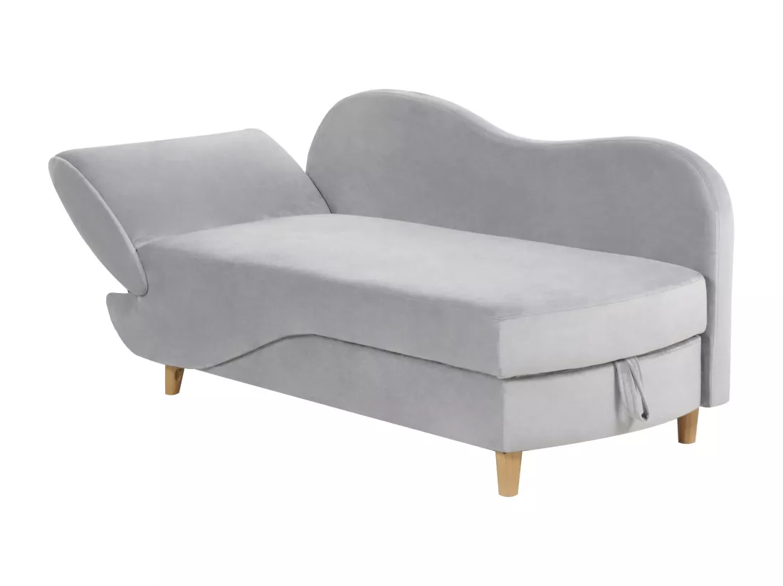 Chaise longue côté droite en velours gris clair MERI II