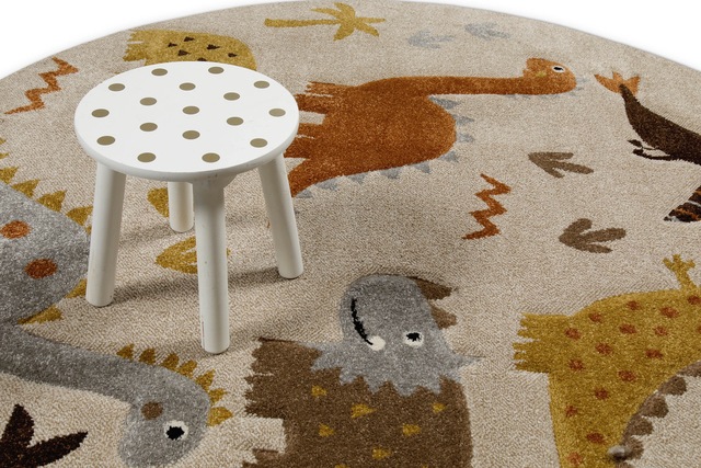 SMART KIDS Kinderteppich »T-Rex & Friends« rund 10 mm Höhe Moderner Spielteppich, strapazierfähig, pflegeleicht, Konturenschnitt