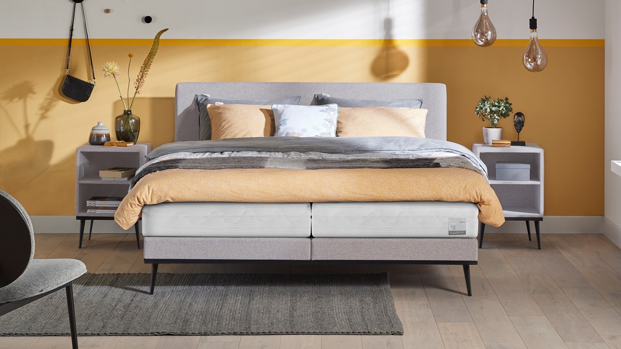 Boxspring Viggo met Silver Pocket Deluxe Foam matras oakland grijs