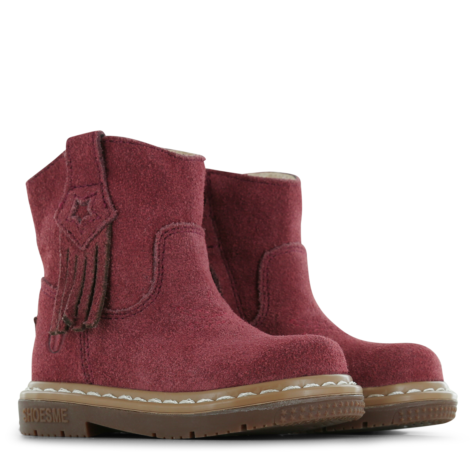Shoesme bordeaux laarsje met franjes Suède | Sale