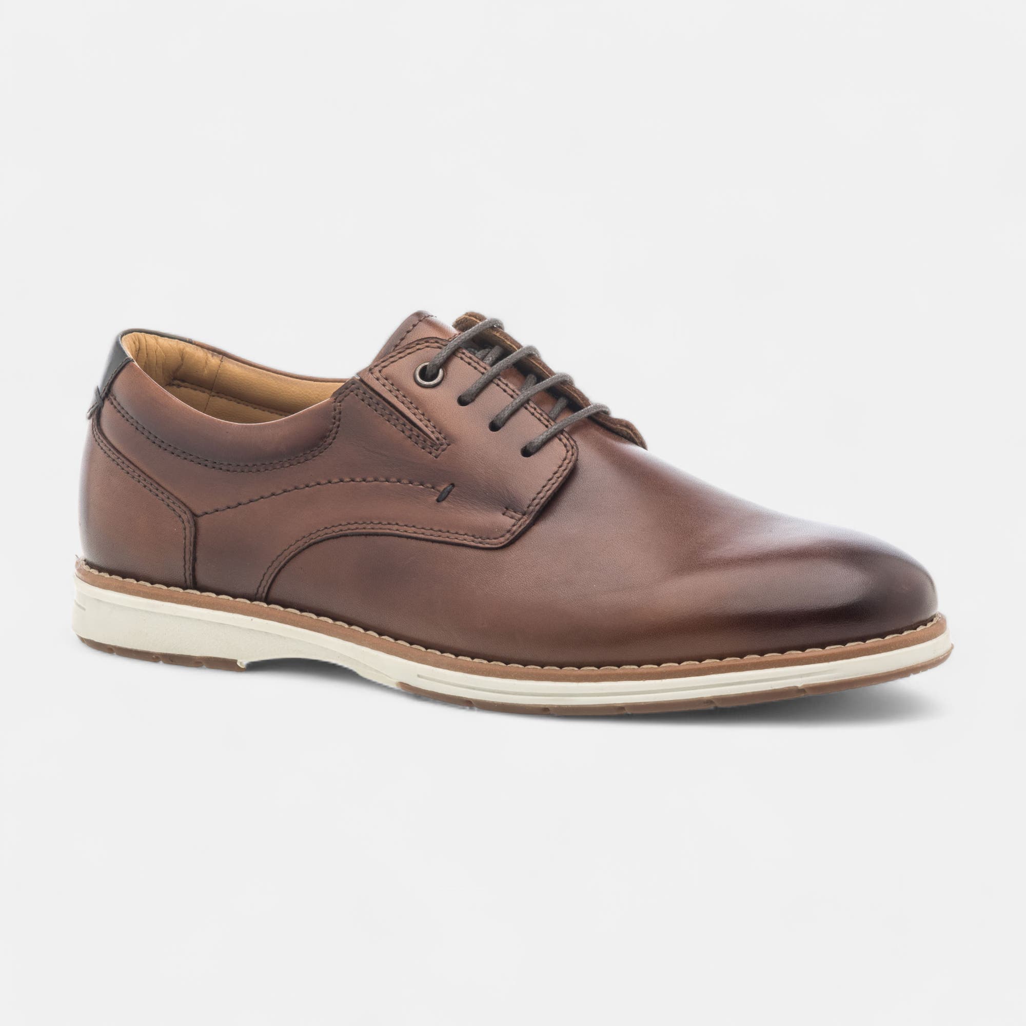Derbies Homme en cuir cognac