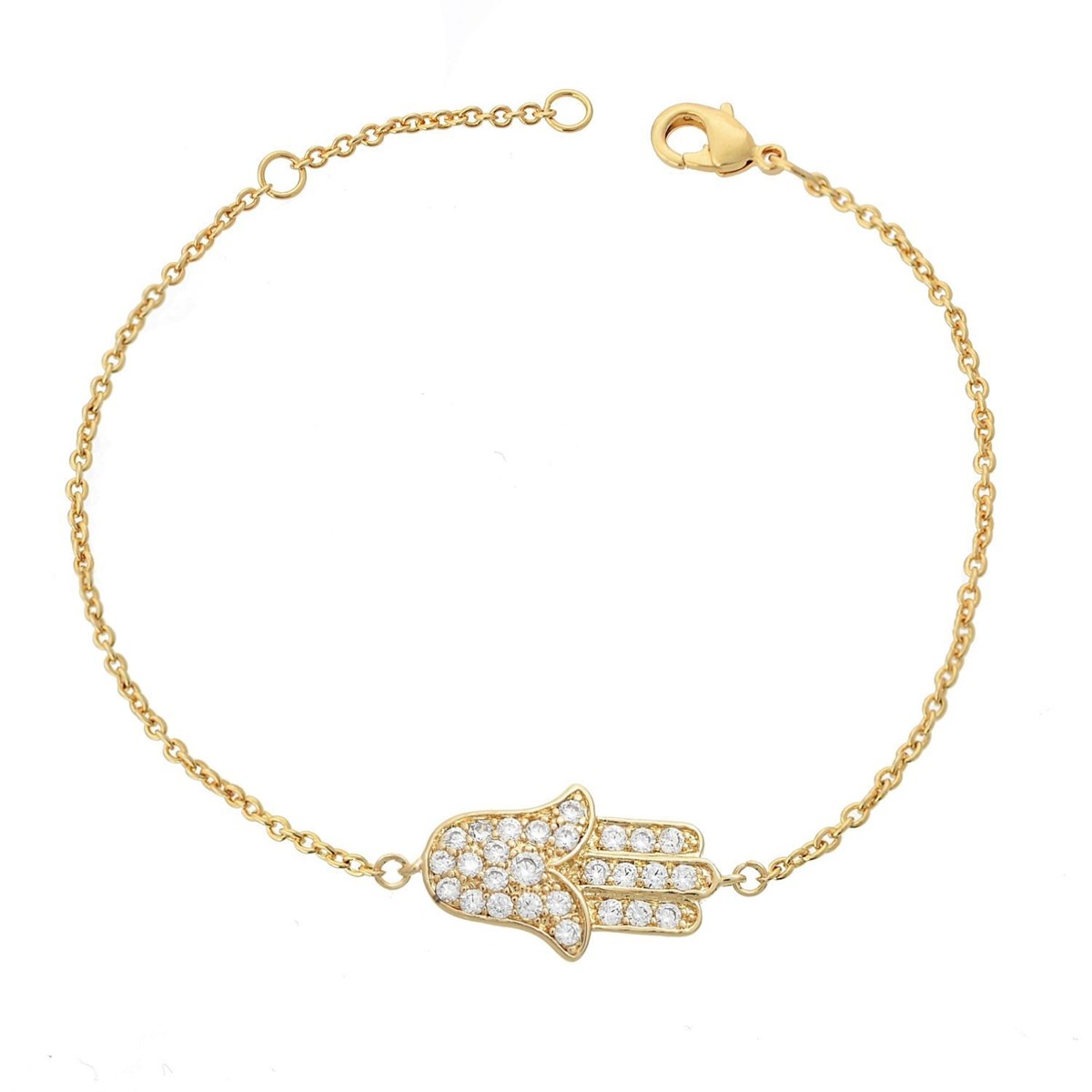 Bracelet main de Fatma sertie d'oxyde de zirconium Plaqué OR 750 3 microns