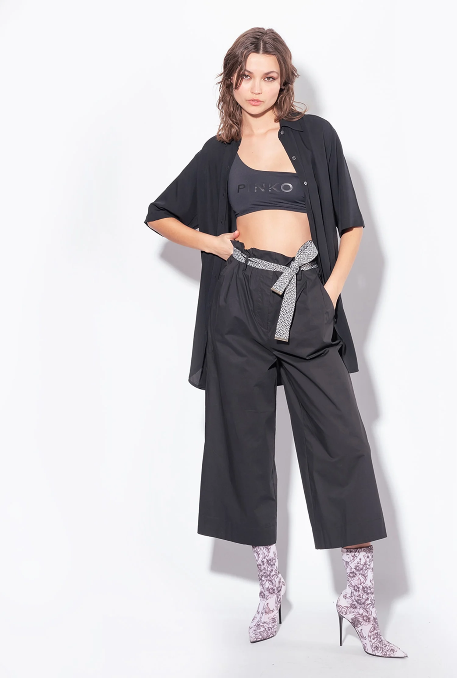 Chemise longue à logo | Noir