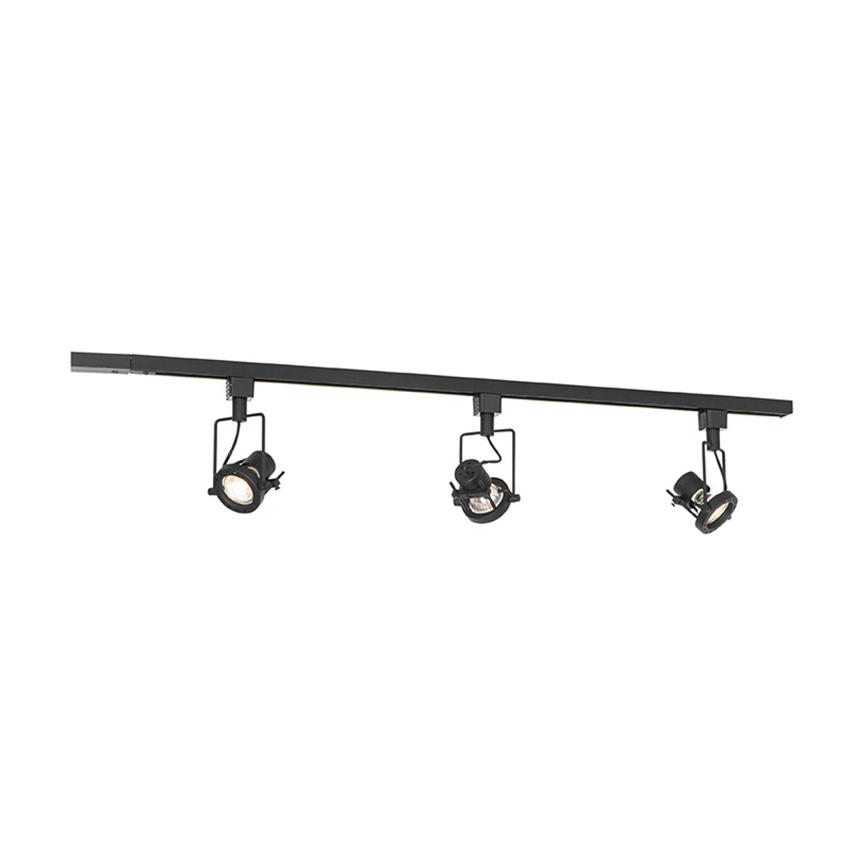 Modern railsysteem met 3 spots zwart 1-fase  - Iconic Suplux