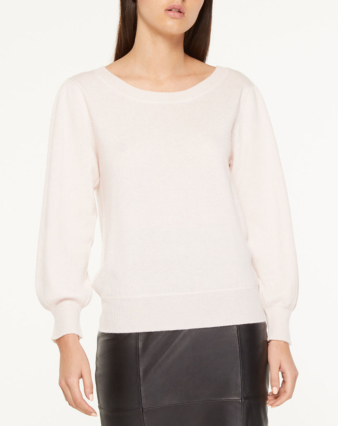 Galeries Lafayette Pull 100% Cachemire Yoshi noeud au dos col bateau rose clair