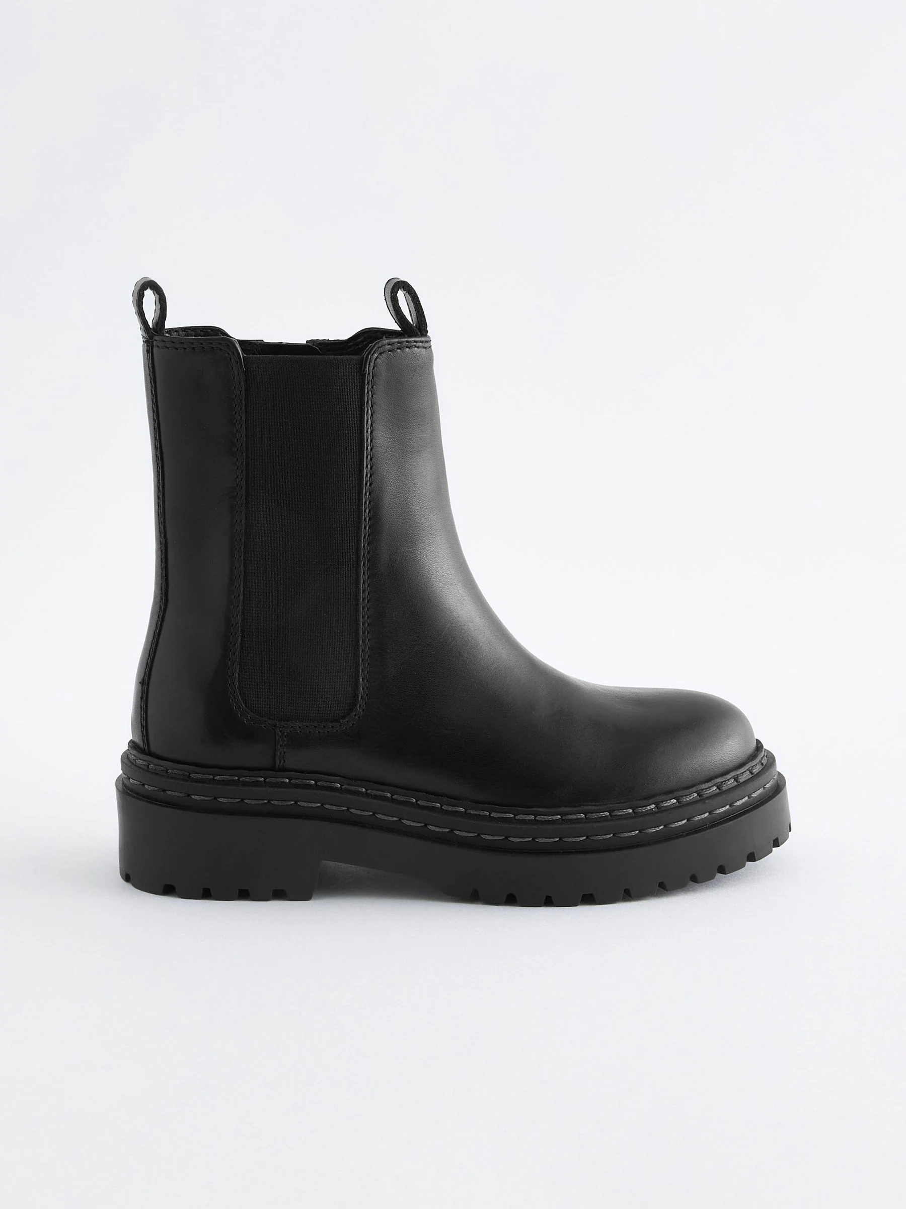 Zwart - Leren Chunky Chelsea Boots