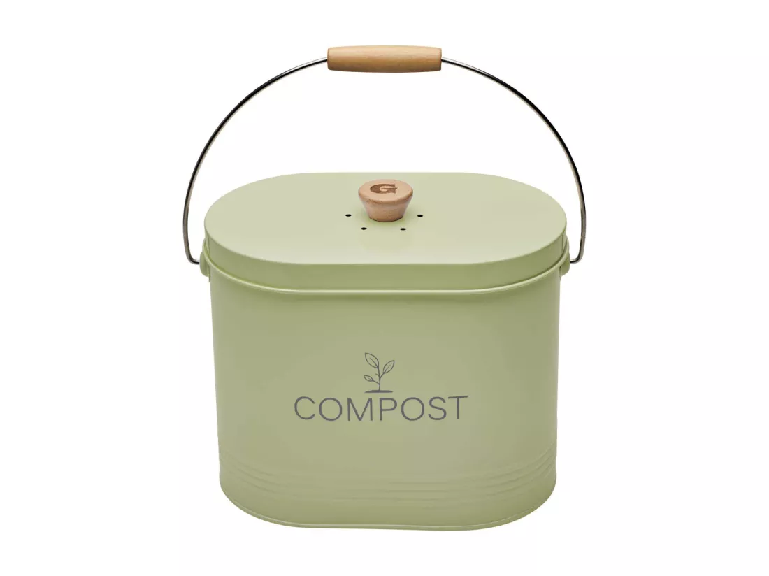 Composteur de cuisine ovale en métal avec filtre 7 litres
