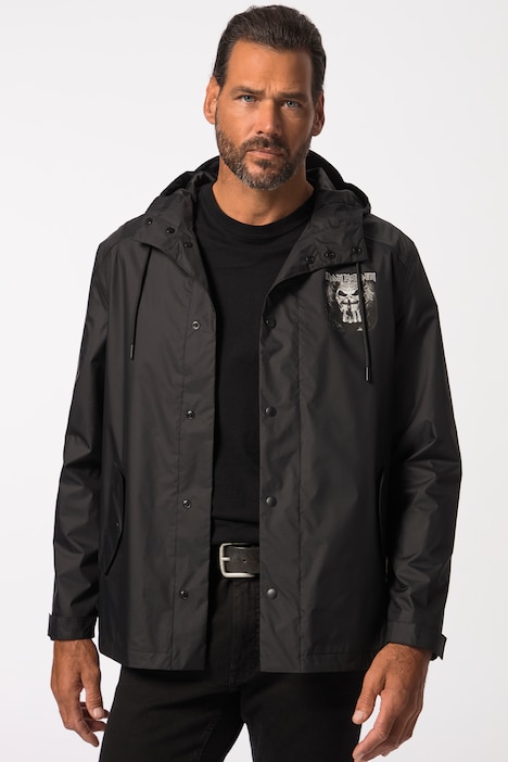 Regenjacke, Iron Maiden,  wasserabweisend, Kapuze, Zipper, leichtes Futter