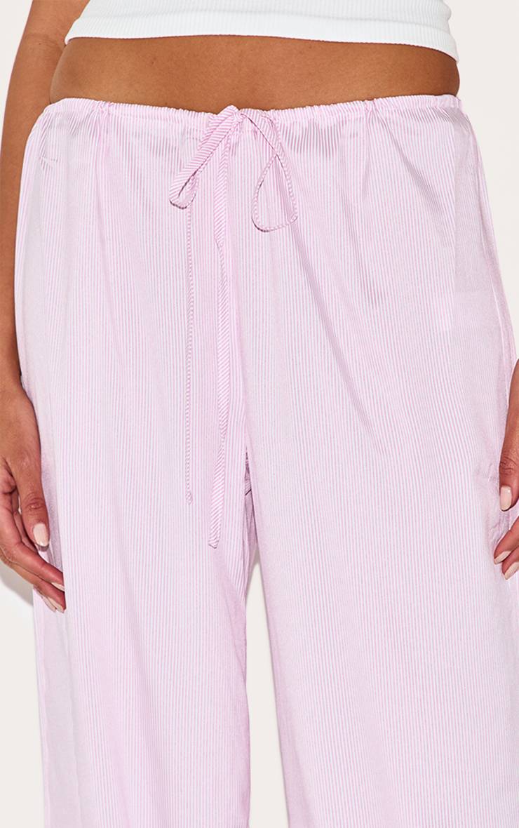 Rose Pantalon À Fines Rayures Taille Basse Avec Cordon De Serrage