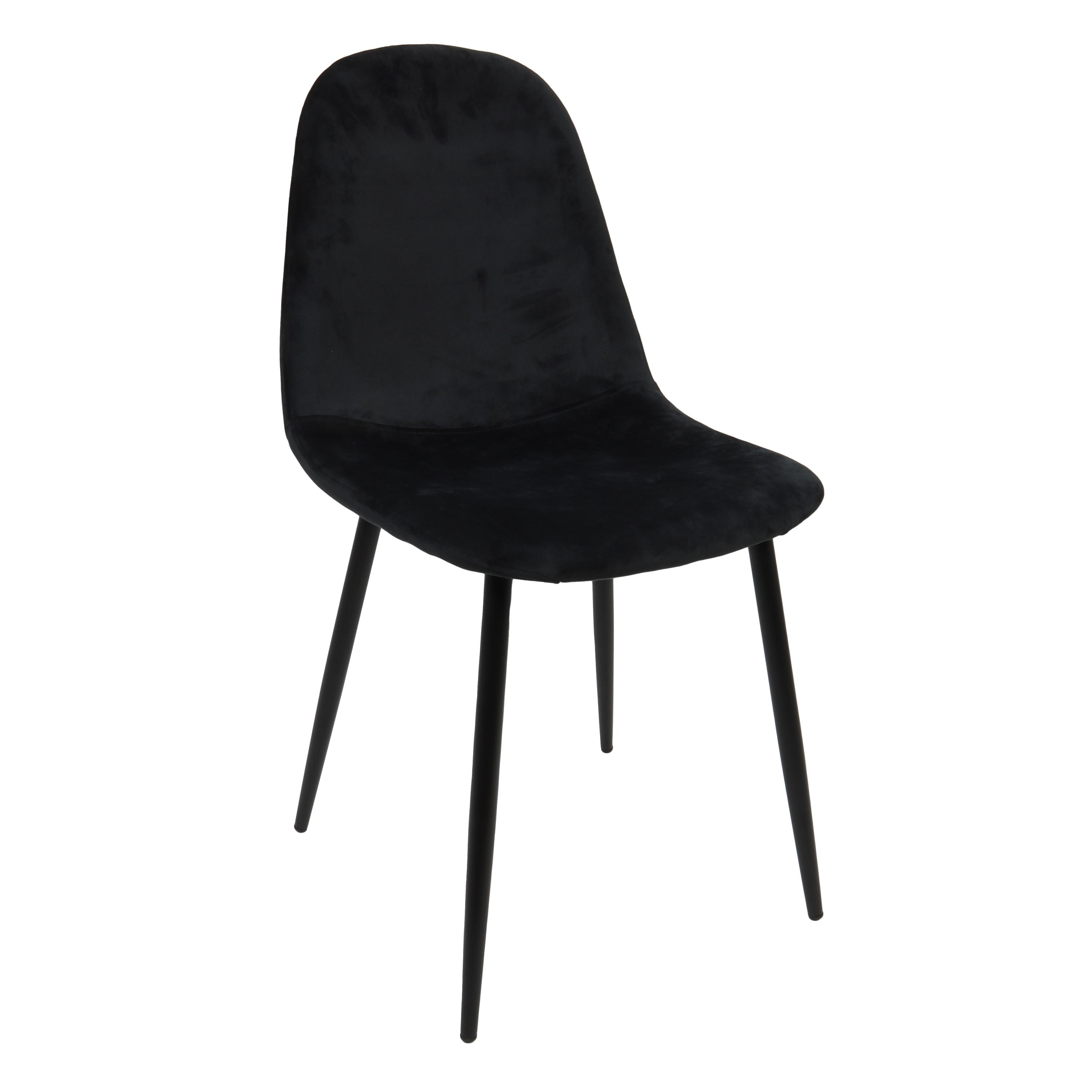 TONIA CHAISE VELOURS NOIR PIEDS NOIR