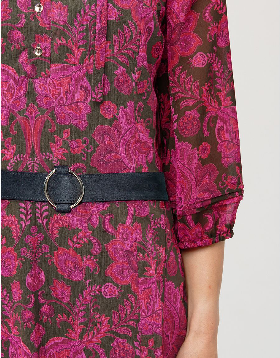 Robe voile motif fuchsia