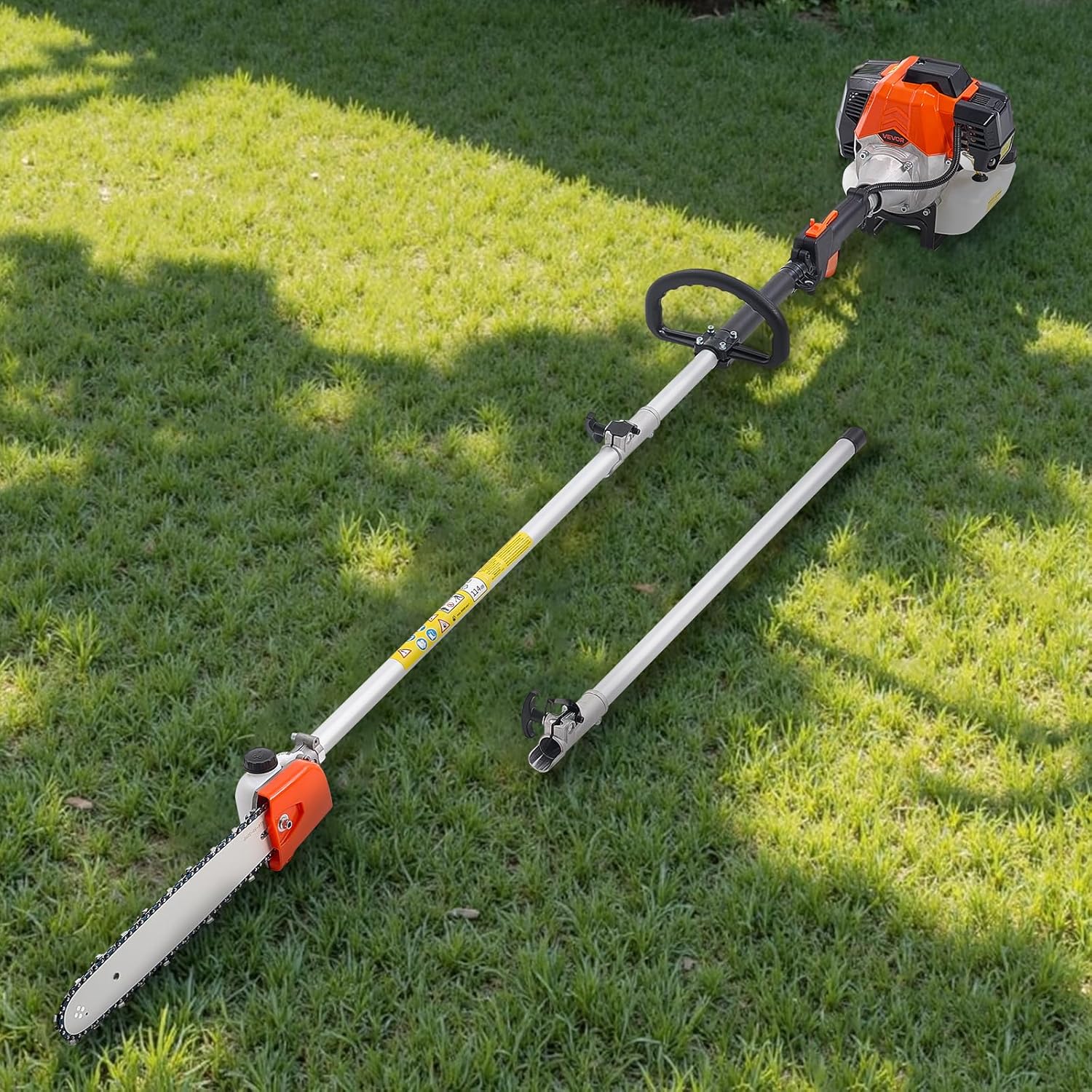 VEVOR Benzin Hochentaster, 2-Takt, 52 ccm, Motorsäge, Teleskopsäge mit 2,2–2,94 m ausziehbarer Stange, 35,6 cm Schwert, 850 ml Kraftstofftank, für kraftvolles sicheres sägen in hohen Baumkronen