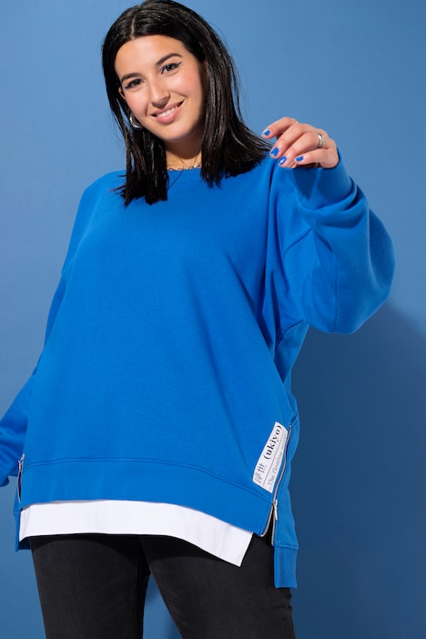 Sweatshirt, oversized, Layering-Look, Seitenzipper