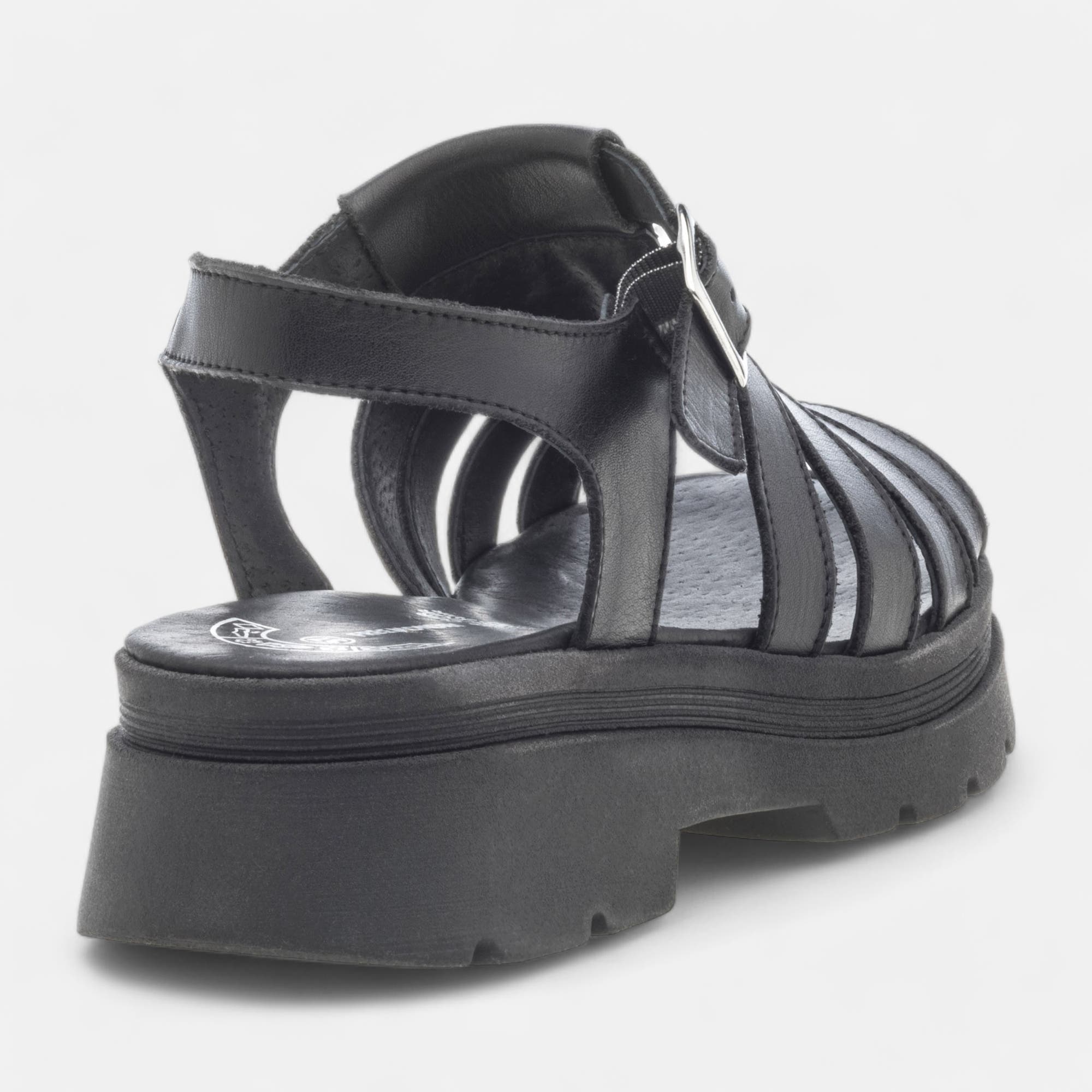 Sandales Femme en cuir noir