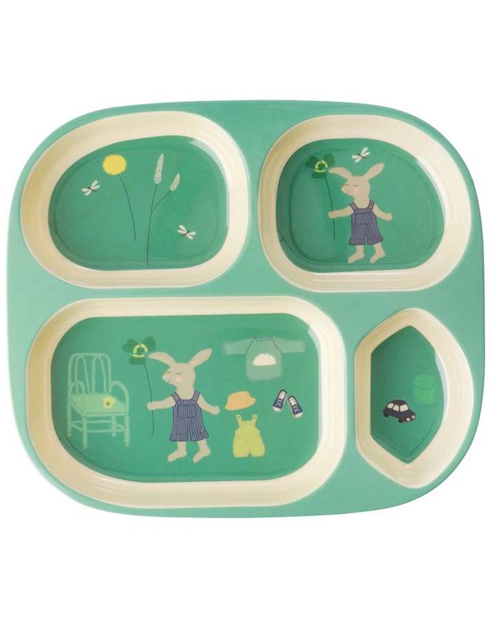 Geschirr-Set GREEN BUNNY PRINT 4-teilig in grün