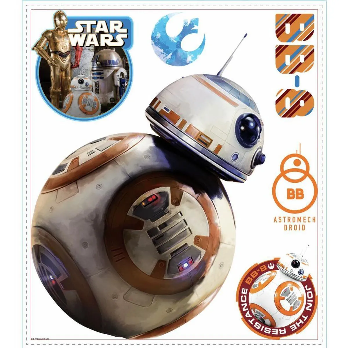 TheDecoFactory Star Wars EP VII Droide BB-8 - Stickers