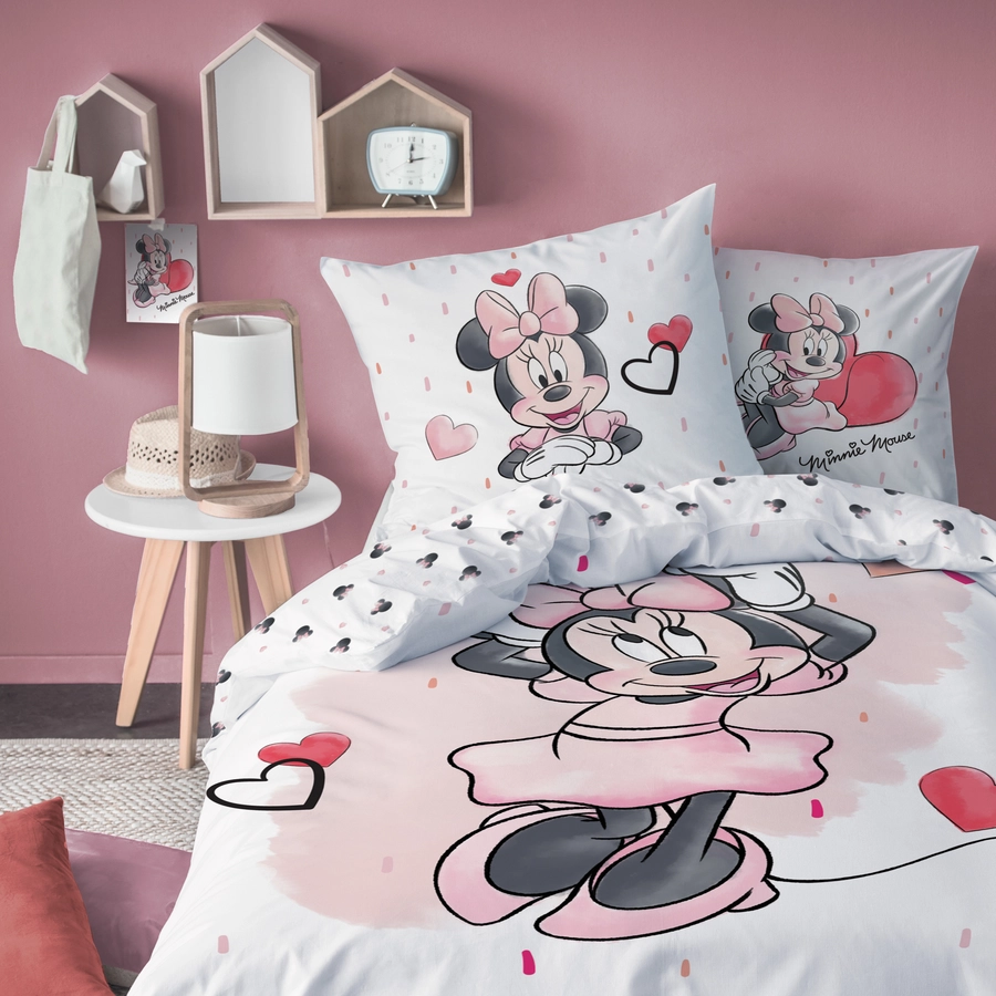 MTOnlinehandel Bettwäsche Minnie Cute Kinder-Bettwäsche , Renforce, 80x80 + 135x200 Minnie Maus Cute