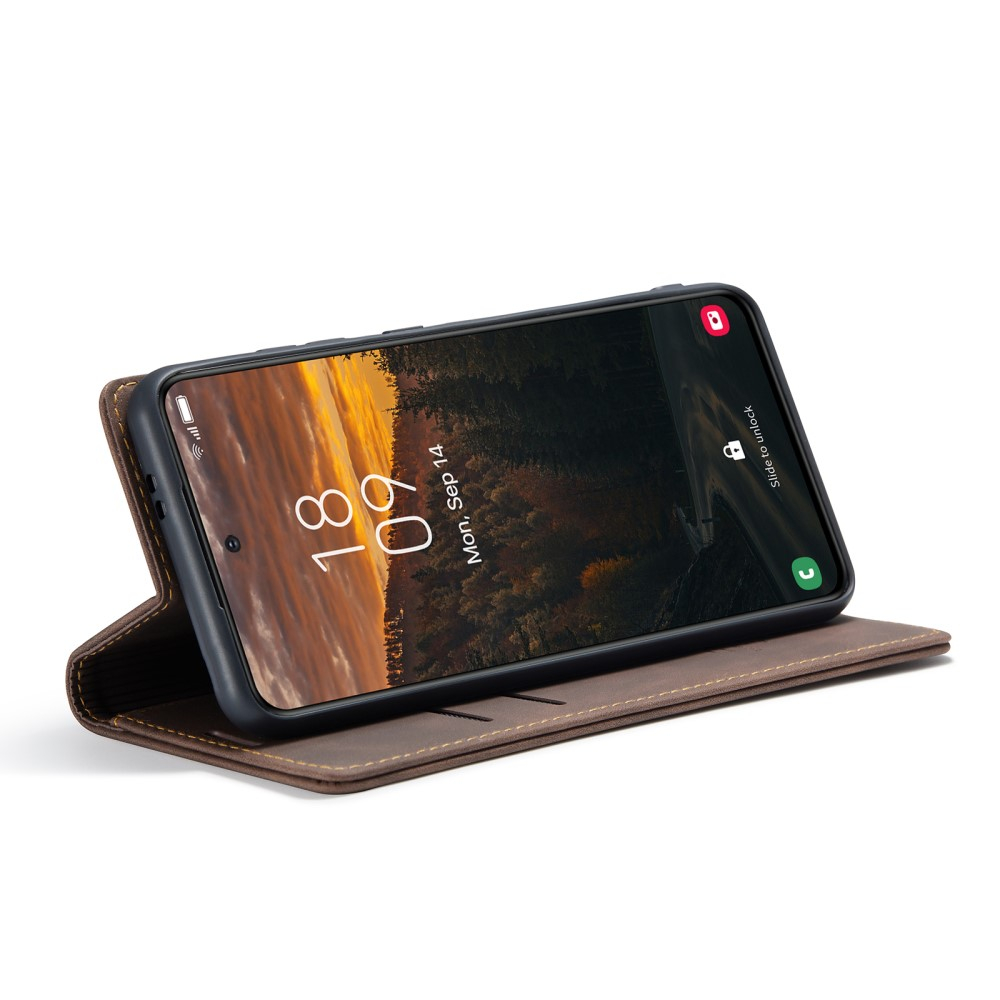 Samsung Galaxy S25  Plus Leder Tasche Flip Wallet Etui mit Kartenfächern - Dunkelbraun